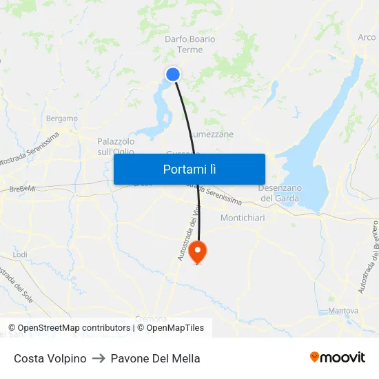 Costa Volpino to Pavone Del Mella map