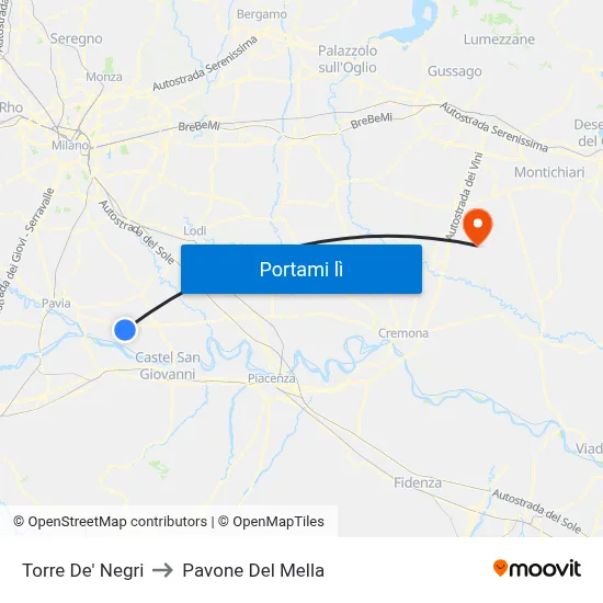 Torre De' Negri to Pavone Del Mella map
