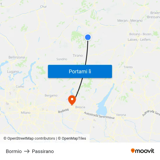 Bormio to Passirano map