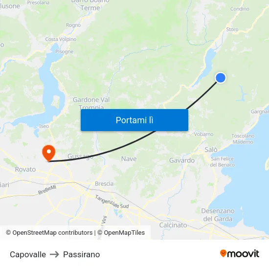 Capovalle to Passirano map
