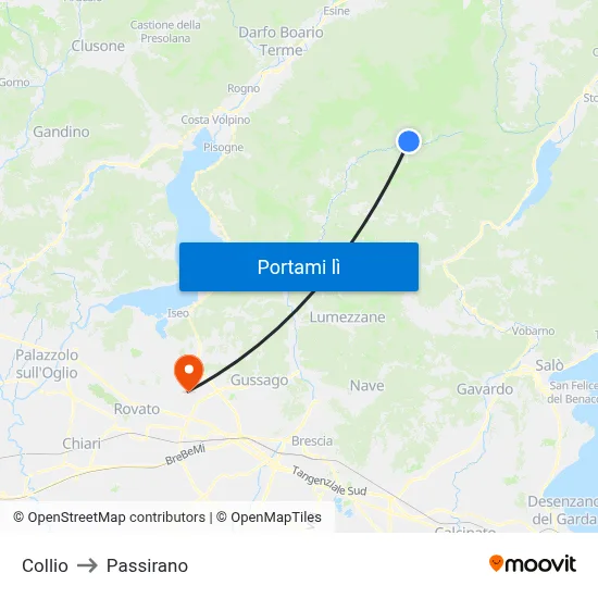 Collio to Passirano map