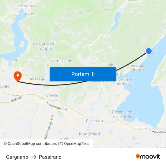 Gargnano to Passirano map