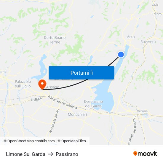 Limone Sul Garda to Passirano map