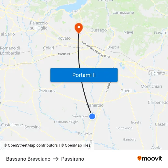 Bassano Bresciano to Passirano map