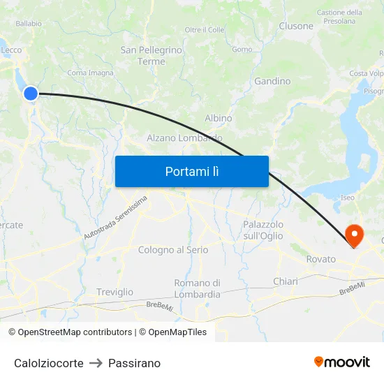 Calolziocorte to Passirano map