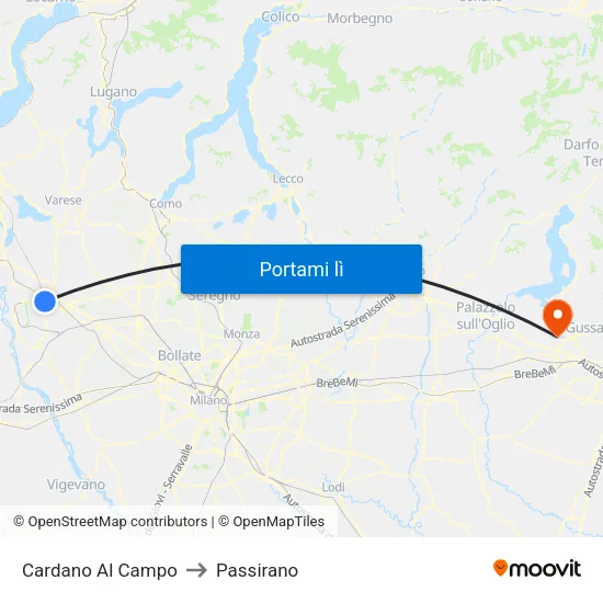 Cardano Al Campo to Passirano map