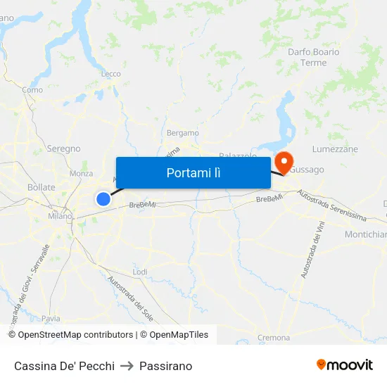 Cassina De' Pecchi to Passirano map