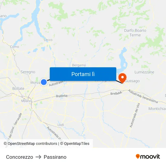 Concorezzo to Passirano map
