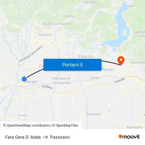 Fara Gera D' Adda to Passirano map