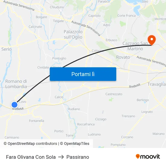 Fara Olivana Con Sola to Passirano map
