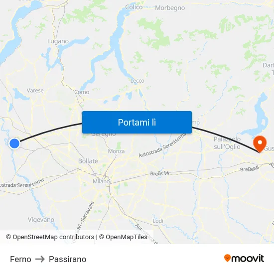 Ferno to Passirano map