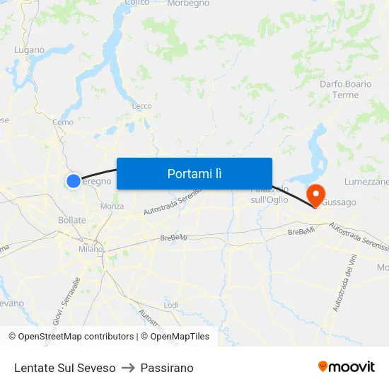 Lentate Sul Seveso to Passirano map