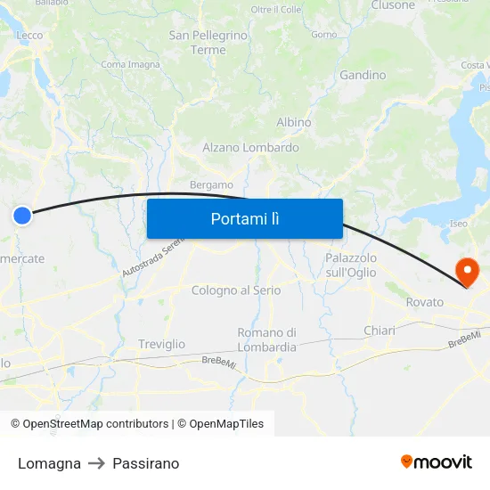 Lomagna to Passirano map
