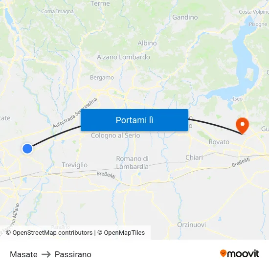 Masate to Passirano map