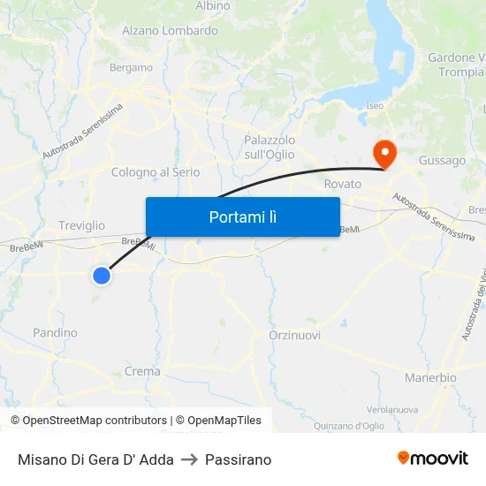 Misano Di Gera D' Adda to Passirano map