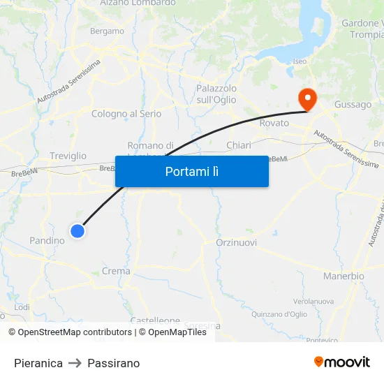 Pieranica to Passirano map