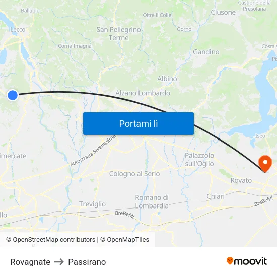 Rovagnate to Passirano map