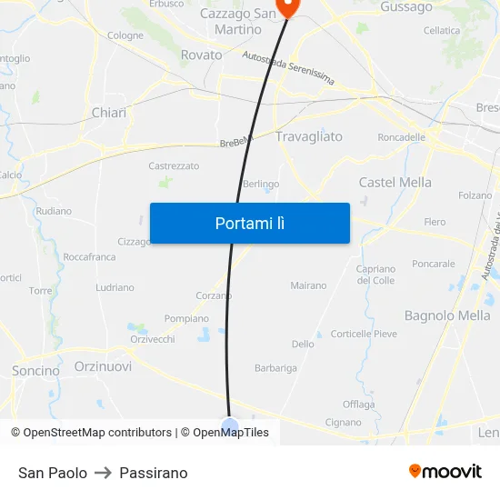 San Paolo to Passirano map