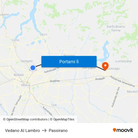 Vedano Al Lambro to Passirano map