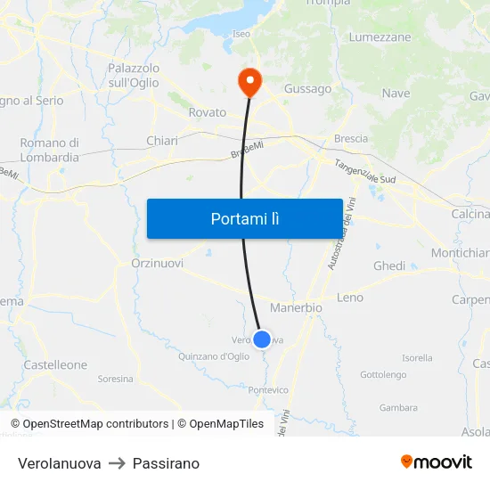 Verolanuova to Passirano map