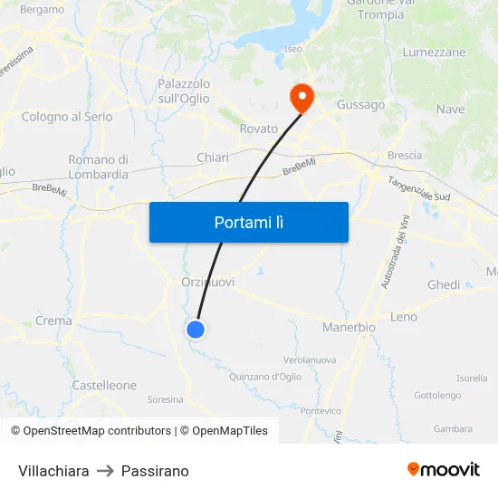 Villachiara to Passirano map