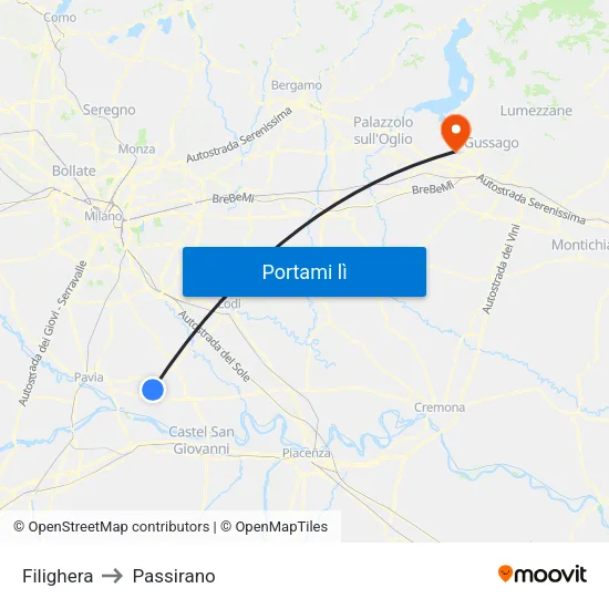 Filighera to Passirano map