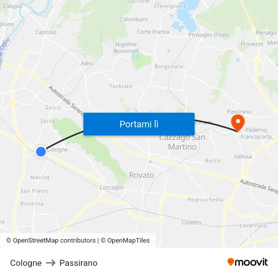 Cologne to Passirano map