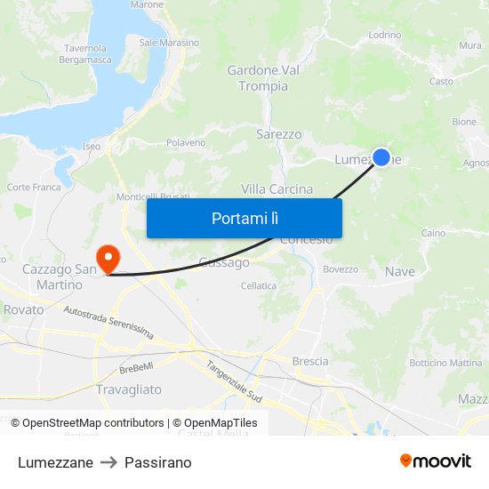 Lumezzane to Passirano map