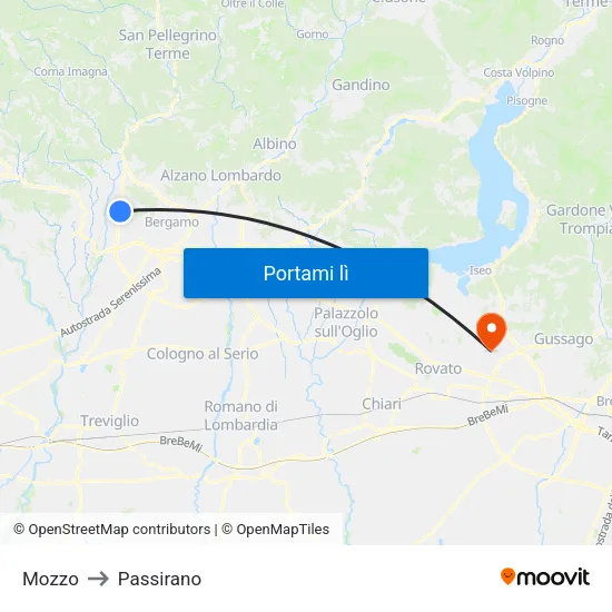 Mozzo to Passirano map