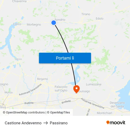 Castione Andevenno to Passirano map
