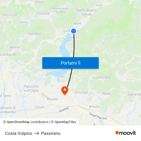 Costa Volpino to Passirano map