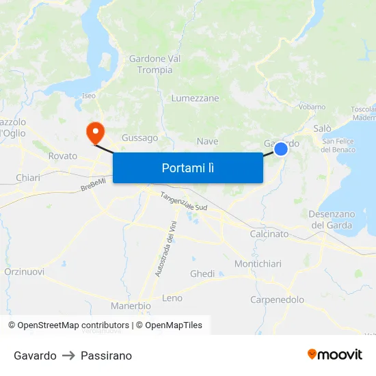 Gavardo to Passirano map