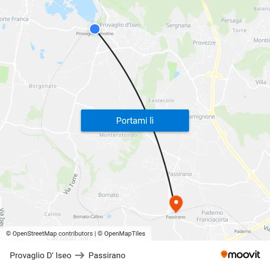 Provaglio D' Iseo to Passirano map