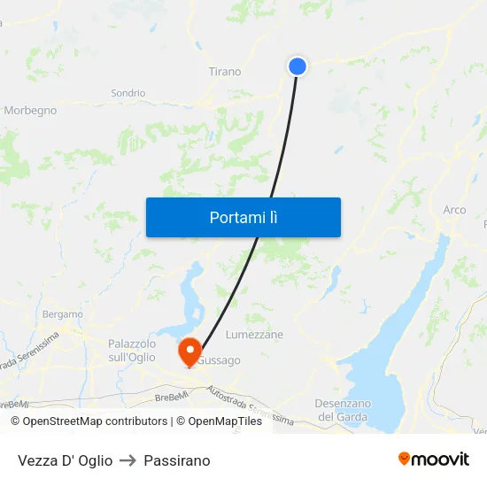 Vezza D' Oglio to Passirano map