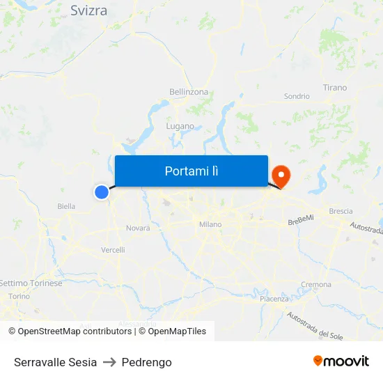 Serravalle Sesia to Pedrengo map