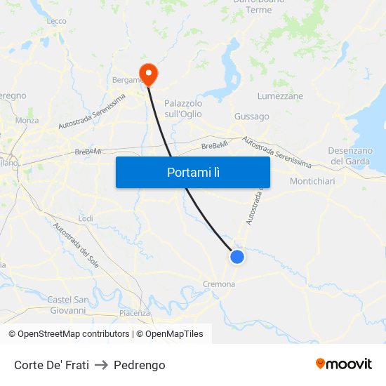 Corte De' Frati to Pedrengo map