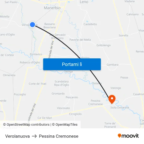 Verolanuova to Pessina Cremonese map