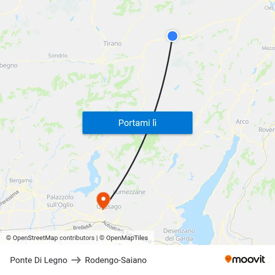 Ponte Di Legno to Rodengo-Saiano map