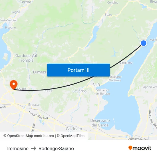 Tremosine to Rodengo-Saiano map