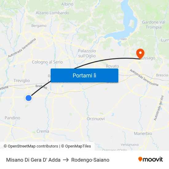Misano Di Gera D' Adda to Rodengo-Saiano map