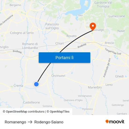 Romanengo to Rodengo-Saiano map