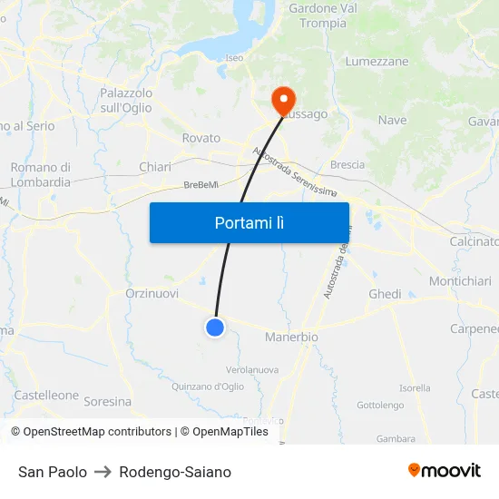 San Paolo to Rodengo-Saiano map