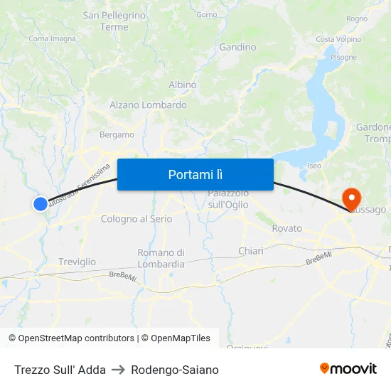 Trezzo Sull' Adda to Rodengo-Saiano map