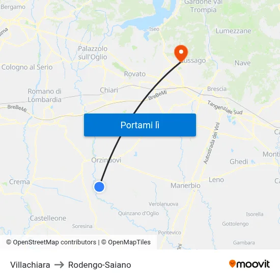 Villachiara to Rodengo-Saiano map