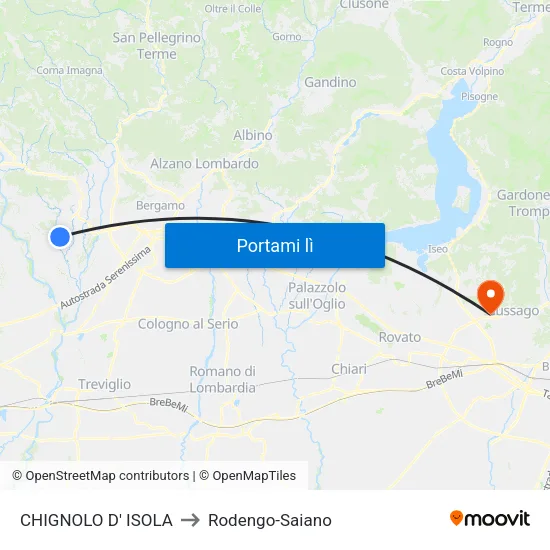 CHIGNOLO D' ISOLA to Rodengo-Saiano map