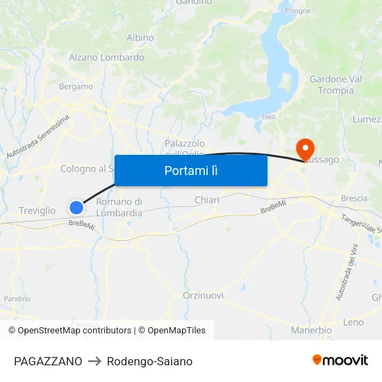 PAGAZZANO to Rodengo-Saiano map