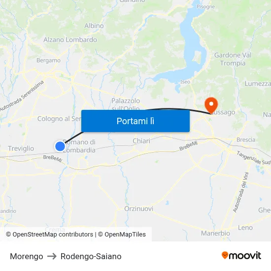 Morengo to Rodengo-Saiano map