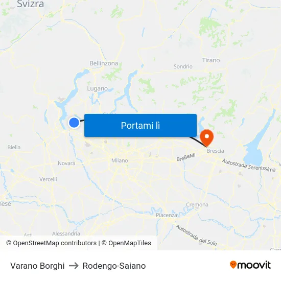 Varano Borghi to Rodengo-Saiano map
