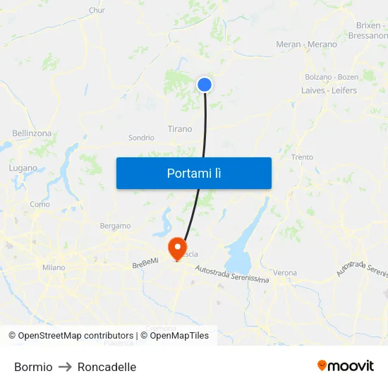 Bormio to Roncadelle map