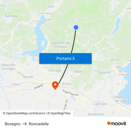 Bovegno to Roncadelle map